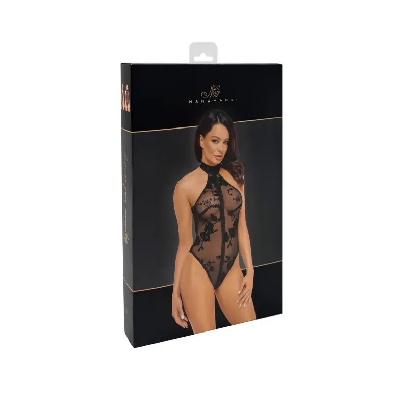 Боди Noir Handmade F314 Ego flocked mesh halter bodysuit - S
