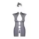 Эротический костюм стюардессы Obsessive Stewardess 3 pcs costume grey L/XL, серый, платье, стринги,
