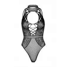 Leg Avenue Net and lace halter bodysuit OS Black