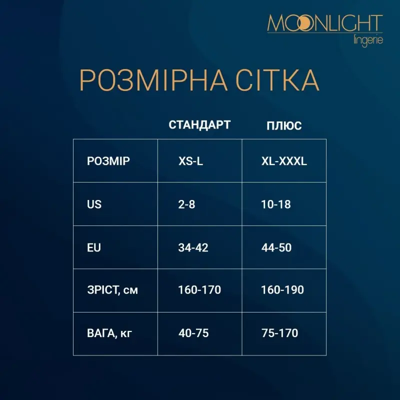 Комплект: боди и чулки Moonlight Model 16 XS-L Black, имитация топа и трусиков