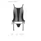Сетчатый корсет с люверсами и съемными пажами Passion MALWIA CORSET L/XL, black, эко-кожа, стринги