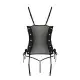 Сетчатый корсет с люверсами и съемными пажами Passion MALWIA CORSET L/XL, black, эко-кожа, стринги