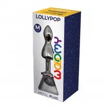 Металлическая анальна пробка Wooomy Lollypop Double Ball Metal Plug M, диаметр 3,1 см, длина 9,4 см