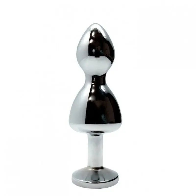 Металлическая анальна пробка Wooomy Lollypop Double Ball Metal Plug M, диаметр 3,1 см, длина 9,4 см