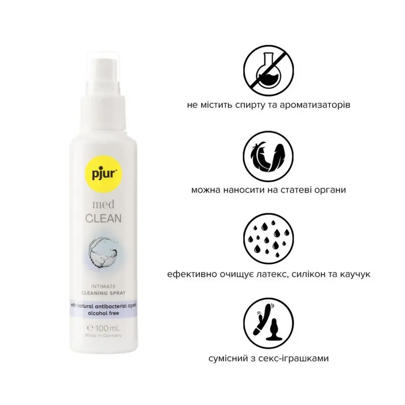 Очищающий спрей pjur med CLEAN 100 мл для нежной кожи и игрушек, антибактериальный