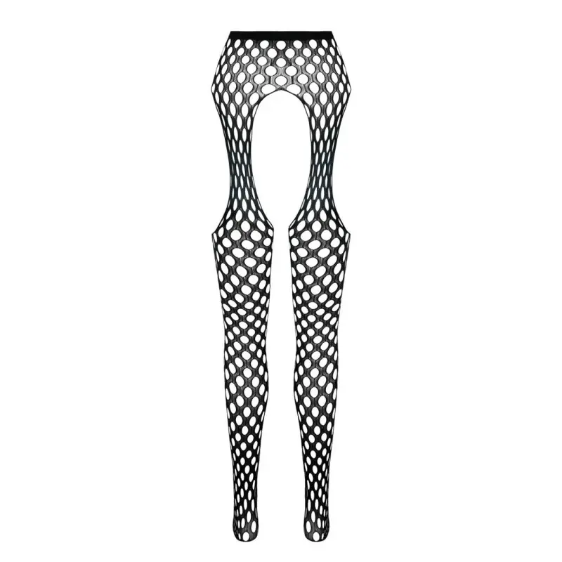 Эротические колготки-бодистокинг Passion ECO S003 black, с доступом, имитация подвязок