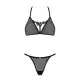 Полупрозрачный комплект Obsessive Celia Noir 2-pcs set XS/S, бюстгальтер, стринги