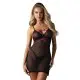 Пеньюар Obsessive Novenes chemise & thong, XL/2XL, облегающий, прозрачный, со стрепами, стринги в ко
