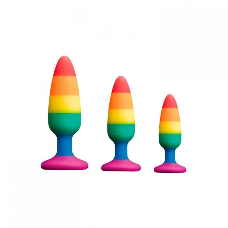 Силиконовая анальная пробка Wooomy Hiperloo Silicone Rainbow Plug L, диаметр 3,9 см, длина 13,1 см