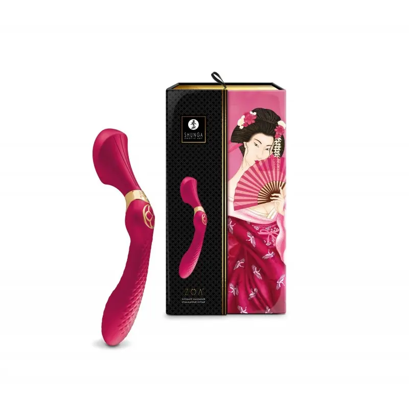 Вибромассажер Shunga Zoa Raspberry, двусторонний