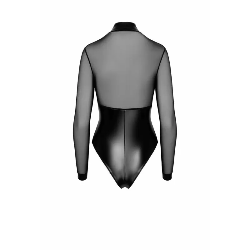 Боди Noir Handmade F321 Edge wetlook and mesh body with rings - 3XL