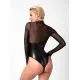 Боди Noir Handmade F321 Edge wetlook and mesh body with rings - 3XL