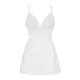 Сатиновый пеньюар с кружевом Obsessive 810-BAB-2 babydoll & thong S/M, белый, пеньюар, танга