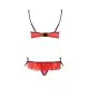 Комплект белья Passion Exclusive CHERRY SET OpenBra L/XL, red, открытый лиф, трусики-юбочка
