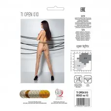 Телесные колготки с открытым доступом, контрастная линия Passion TIOPEN 010 1/2 (20 den), beige