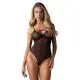 Боди Obsessive Novenes teddy, XL/2XL, прозрачное, чашки на косточках, декор в виде лент