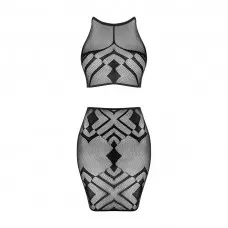 Еротичний напівпрозорий комплект Obsessive K101 top & skirt S/M/L, топ, спідниця