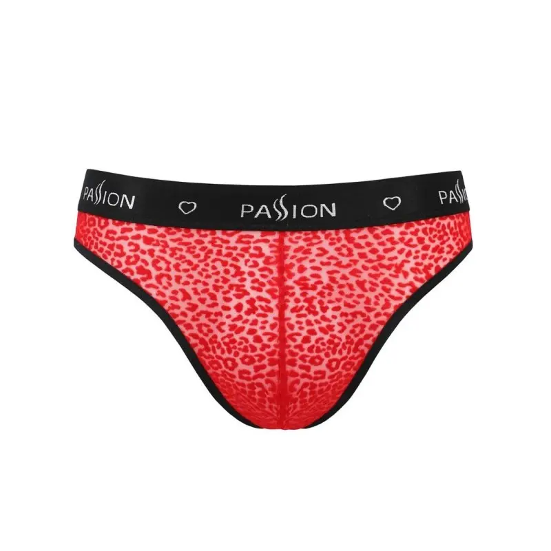 Мужские полупрозрачные трусы Passion 031 SLIP MIKE S/M Red, под леопард