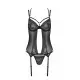 Корсет Passion DROSERA CORSET black, XXL/XXXL, с креплениями для чулок, трусики в комплекте