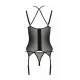 Корсет Passion DROSERA CORSET black, XXL/XXXL, с креплениями для чулок, трусики в комплекте