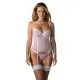 Корсет Obsessive Alissium corset & thong, XL/2XL, гибкие косточки, открытая спина, стринги в комплек