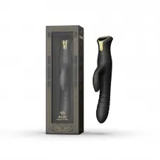 Пульсатор-кролик с вибрацией Zalo Mose Obsidian Black, нагрев до 42°, кристалл Swarovski