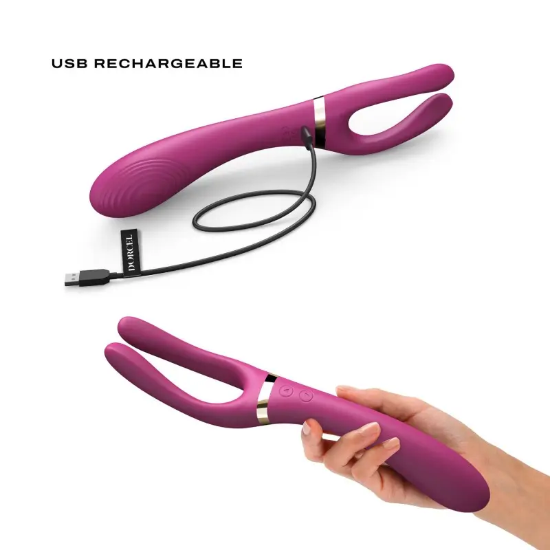 Вибратор-стимулятор Dorcel INFINITE JOY PLUM, многофункциональный, унисекс