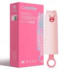 Вибратор CuteVibe Teddy Pink (Black Dildo), реалистичный вибратор под видом мороженого