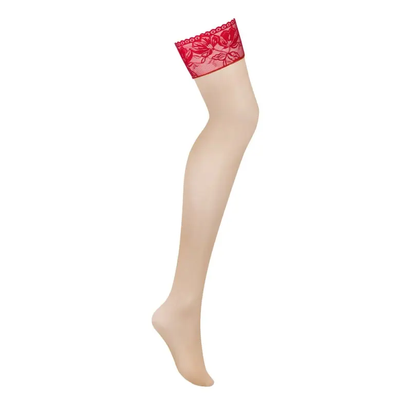 Чулки под пояс с широким кружевом Obsessive Lacelove stockings XL/2XL