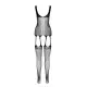Бодистокинг Passion ECO BS007 white, с доступом, силуэтный рисунок, имитация подвязок