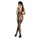 Бодистокинг Passion ECO BS008 black, с доступом, флористический декор, имитация подвязок