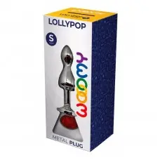Металева анальна пробка Wooomy Lollypop Double Ball Metal Plug Red S, діам. 2,8 см, довжина 8,5 см