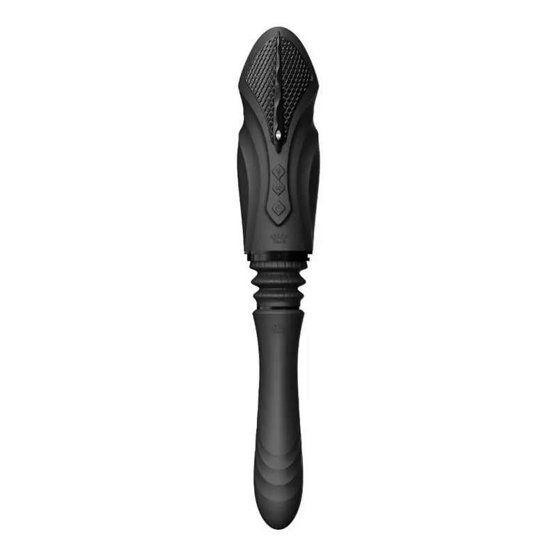 Компактная смарт секс-машина Zalo – Sesh Obsidian Black, 2 насадки, пульт ДУ, кристалл Swarovski