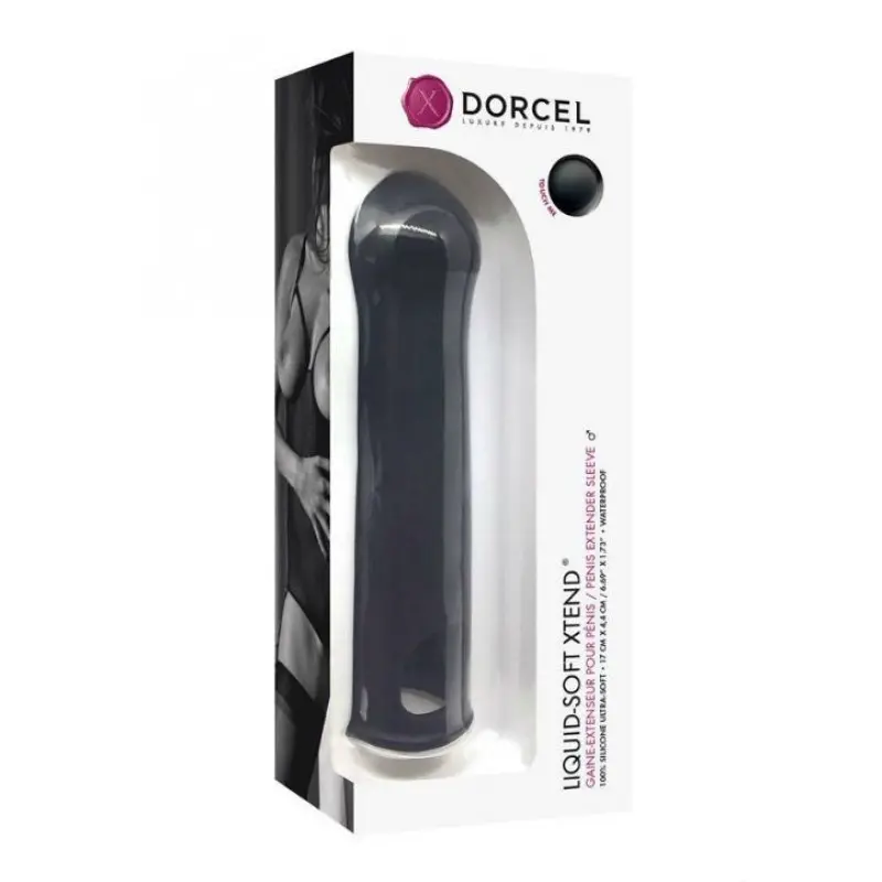 Удлиняющая насадка на член Dorcel LIQUID-SOFT XTEND (до +3,8см), с кольцом для мошонки