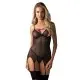 Корсет Obsessive Novenes corset & thong, XS/S, прозрачный, открытая спина, стринги в комплекте