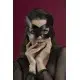 Маска кошечки Feral Feelings - Kitten Mask, натуральная кожа, черная