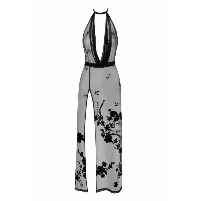 Платье Noir Handmade F312 Divinity long flocked mesh dress with open back - 3XL