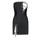Мини-платье из экокожи Passion CELINE CHEMISE 6XL/7XL, black, шнуровка, трусики в комплекте