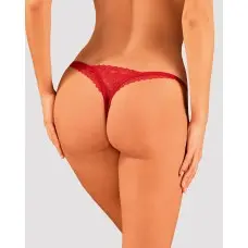 Мереживні стрінги Obsessive Lacelove thong XS/S Red, низька посадка