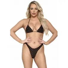Бодистокинг в крупную сетку Leg Avenue Long Sleeved Bodystocking One size Nude, длинный рукав