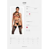 Портупея на груди Obsessive A740 harness black O/S, штучна шкіра
