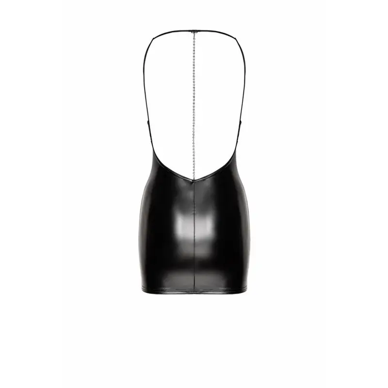 Платье Noir Handmade F307 Mirage wetlook mini dress with jewelry rhinestone chain - 3XL