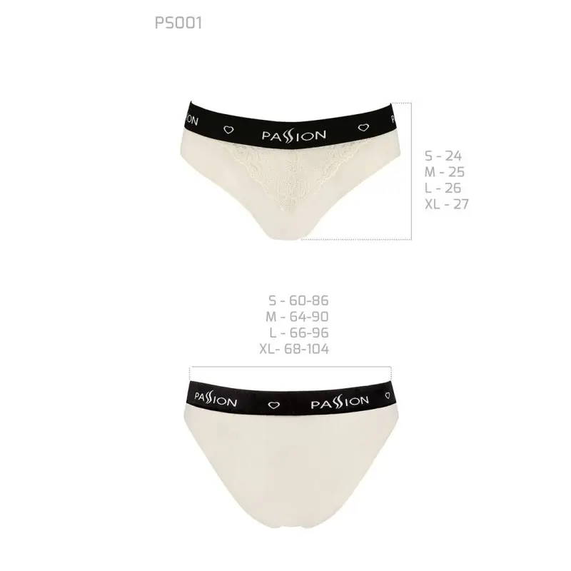 Трусики с широкой резинкой и кружевом Passion PS001 PANTIES L, ecru
