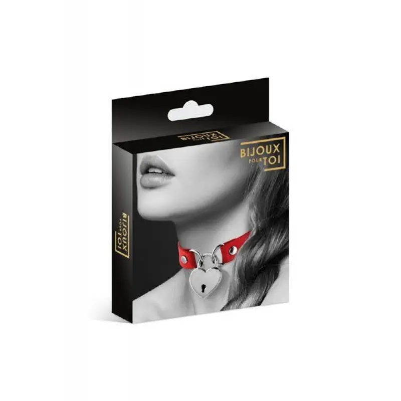 Чокер с замочком-сердечком Bijoux Pour Toi - HEART LOCK Red, экокожа