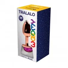 Металева анальна пробка Wooomy Tralalo Rose Gold Metal Plug Magenta M, діаметр 3,4 см, довжина 8 см