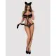 Эротический костюм гепарда Obsessive Gepardina 3 pcs costume L/XL, черный, меховая отделка, монокини