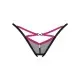 Трусики-стринги Obsessive Novenes crotchless thong, XL/2XL, сетка, стрепы, украшение со стразами, от