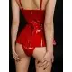 Лакированное боди с юбкой D&A XL, красное, с застежкой