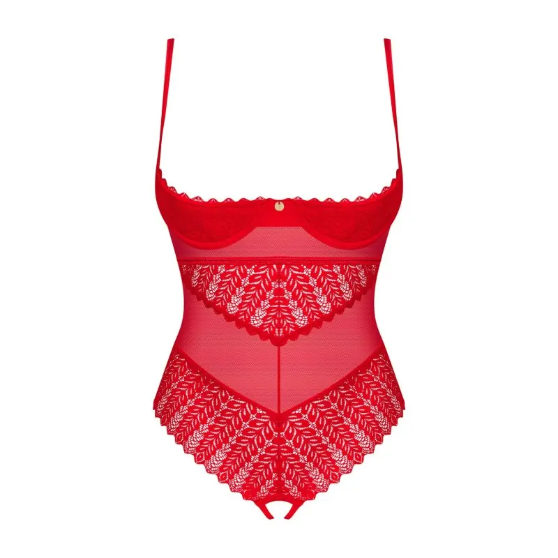Боди с доступом Obsessive Ingridia crotchless teddy XS/S, красное, открытая грудь