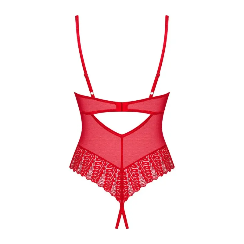 Боди с доступом Obsessive Ingridia crotchless teddy XS/S, красное, открытая грудь